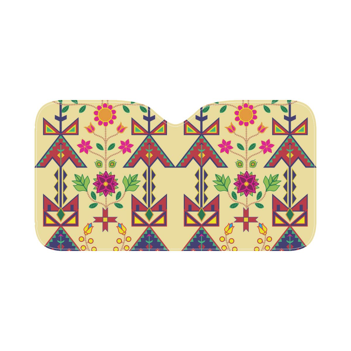 Geometric Floral Spring-Vanilla Car Sun Shade 55"x30" Car Sun Shade e-joyer