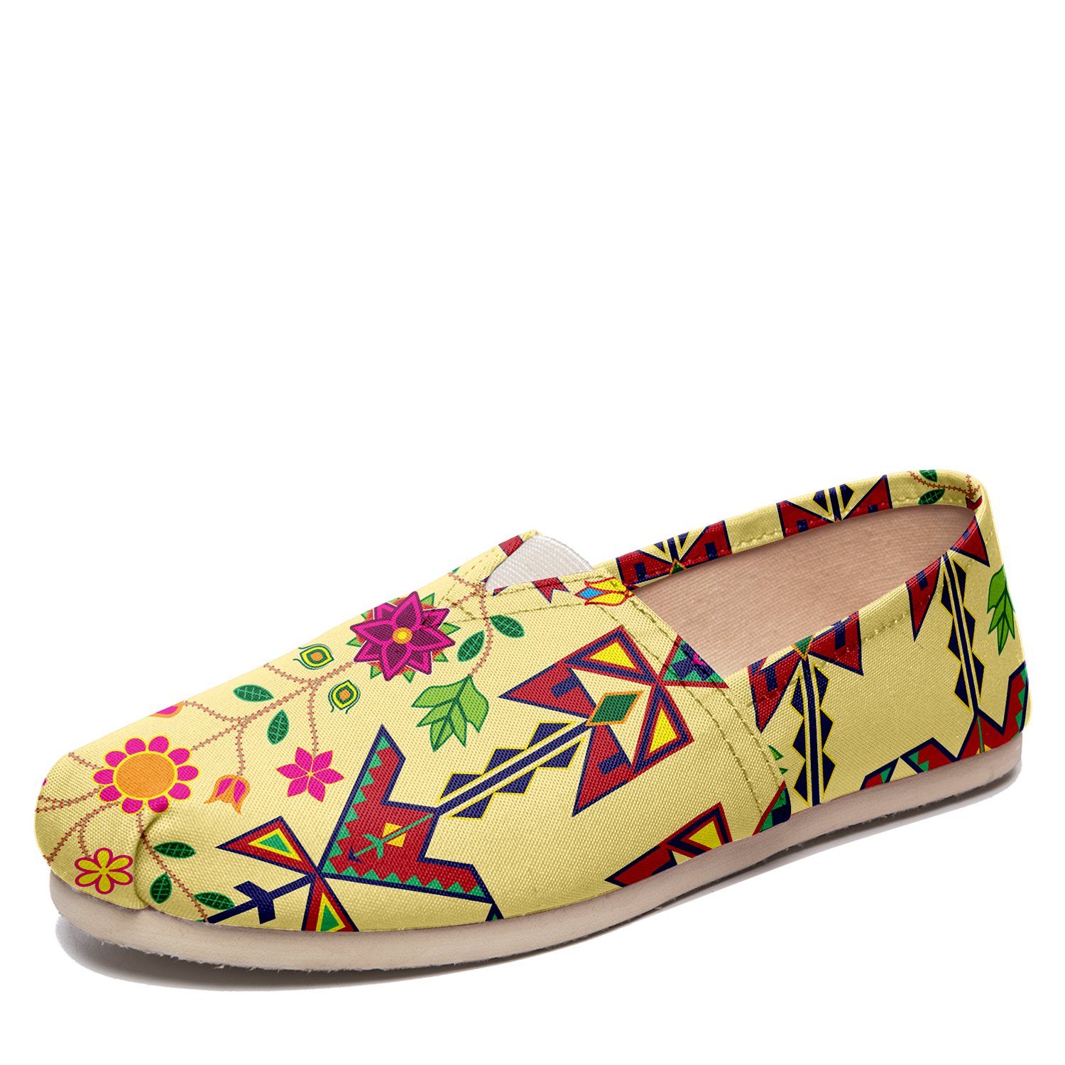 Geometric Floral Spring Vanilla Casual Unisex Slip On Shoe Herman