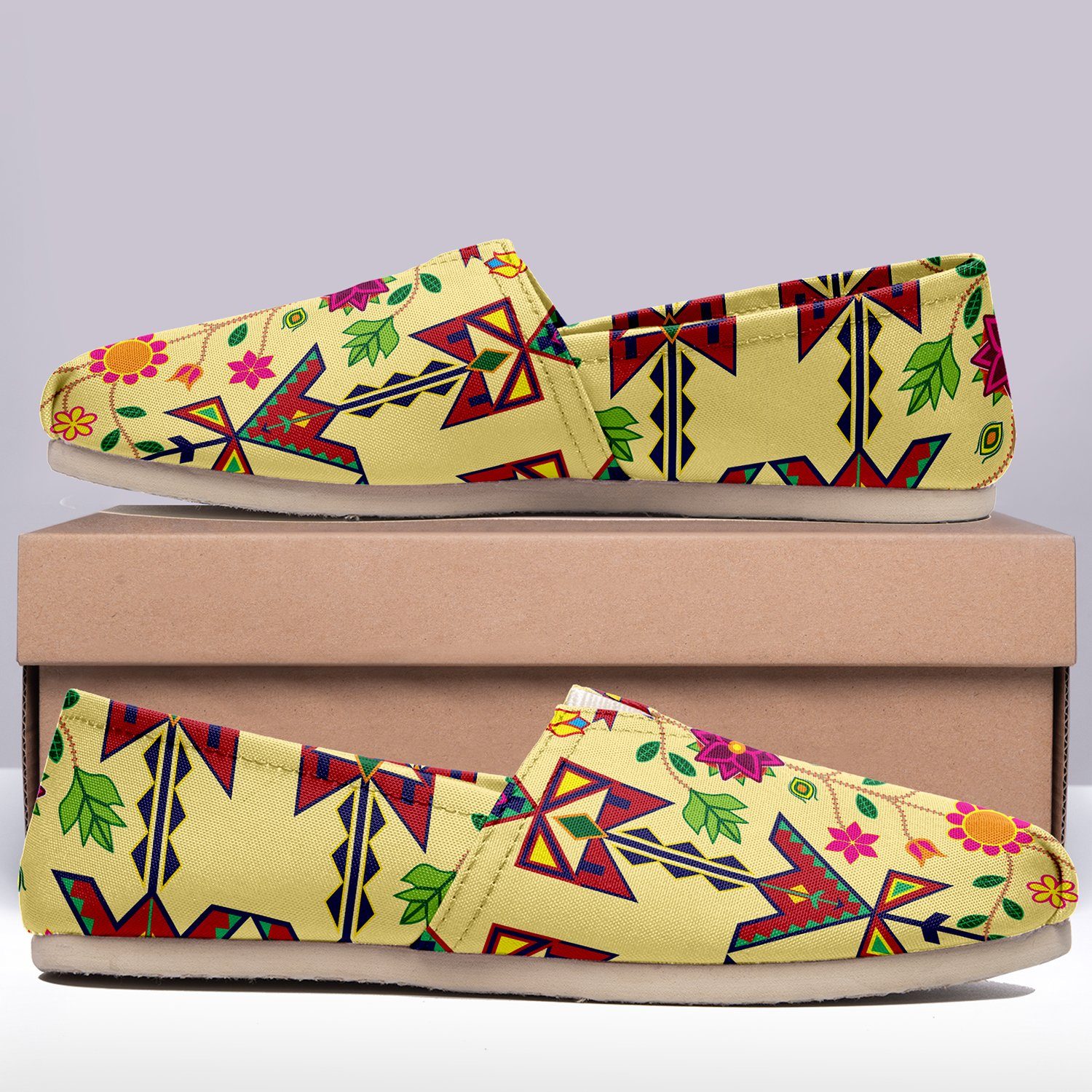Geometric Floral Spring Vanilla Casual Unisex Slip On Shoe Herman