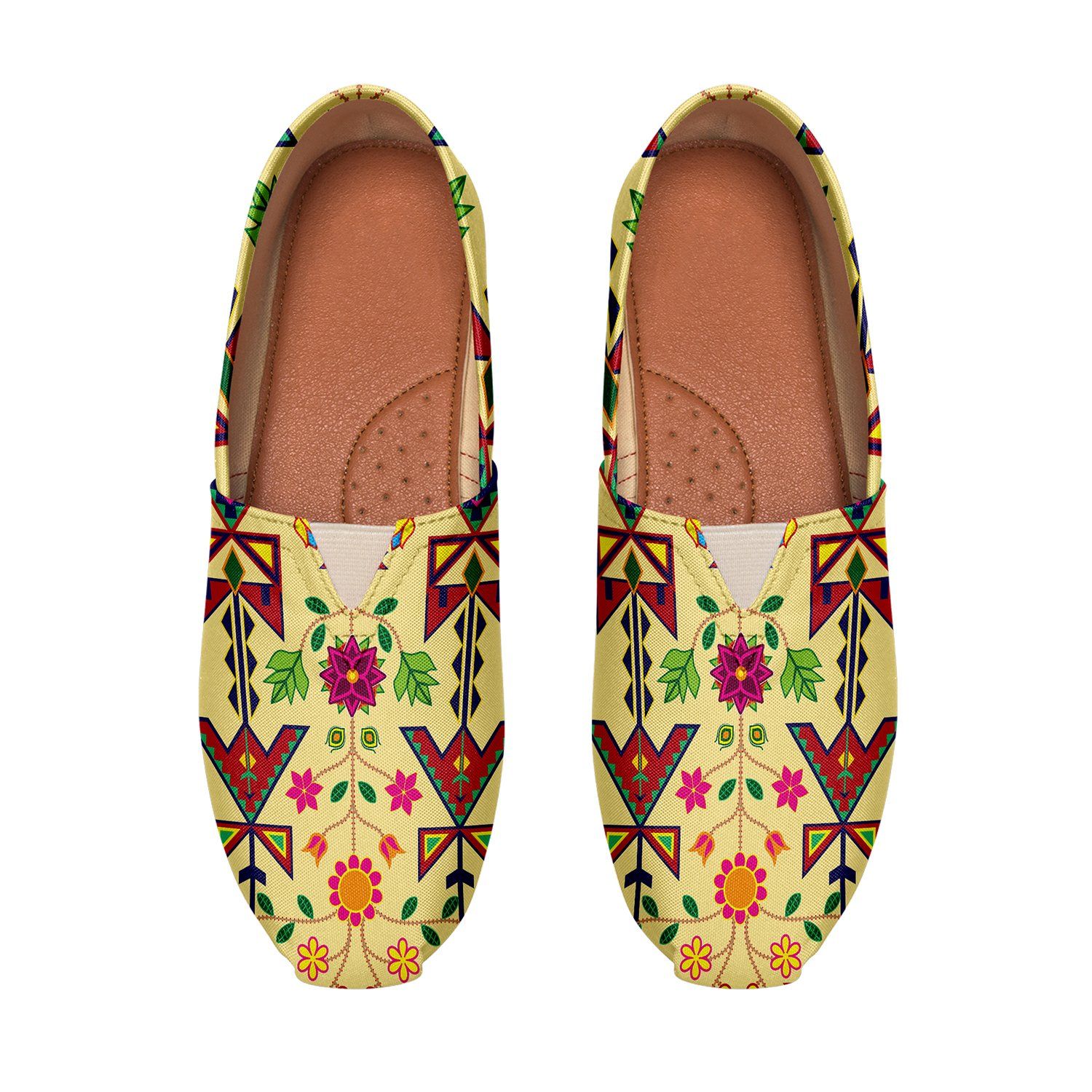Geometric Floral Spring Vanilla Casual Unisex Slip On Shoe Herman