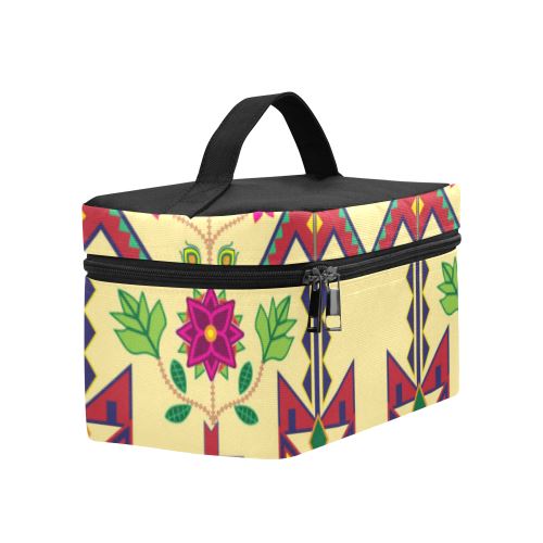Geometric Floral Spring-Vanilla Cosmetic Bag/Large (Model 1658) Cosmetic Bag e-joyer