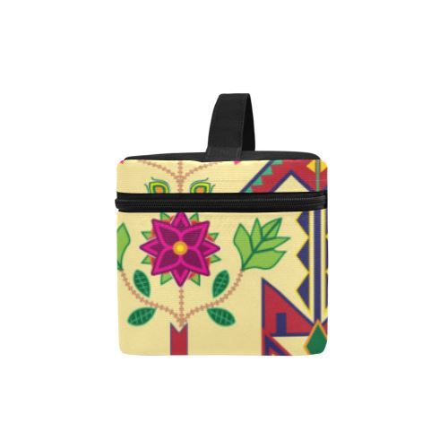 Geometric Floral Spring-Vanilla Cosmetic Bag/Large (Model 1658) Cosmetic Bag e-joyer