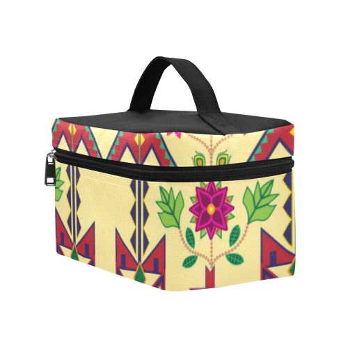 Geometric Floral Spring-Vanilla Cosmetic Bag/Large (Model 1658) Cosmetic Bag e-joyer