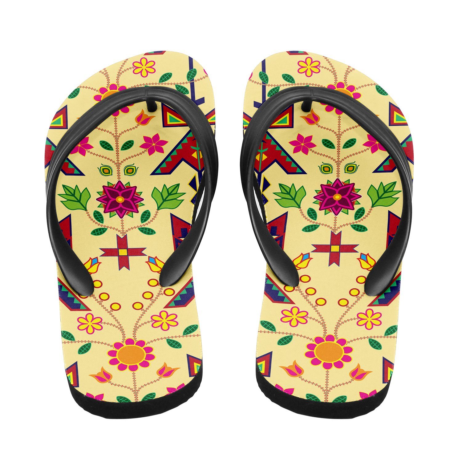 Geometric Floral Spring Vanilla Flip Flops 49 Dzine