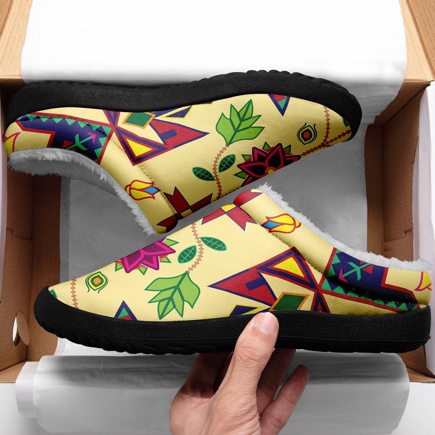 Geometric Floral Spring Vanilla Ikinnii Indoor Slipper 49 Dzine
