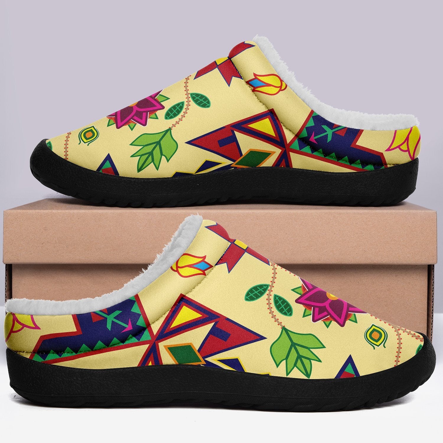 Geometric Floral Spring Vanilla Ikinnii Indoor Slipper 49 Dzine