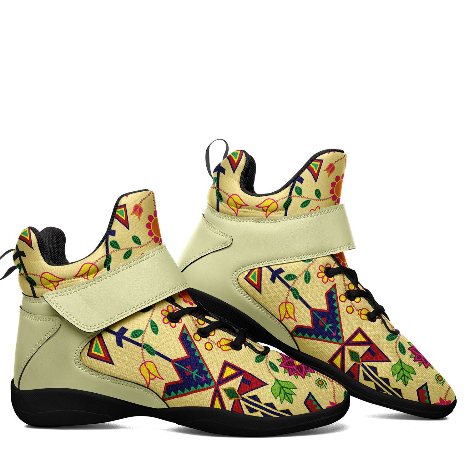 Geometric Floral Spring Vanilla Ipottaa Basketball / Sport High Top Shoes 49 Dzine