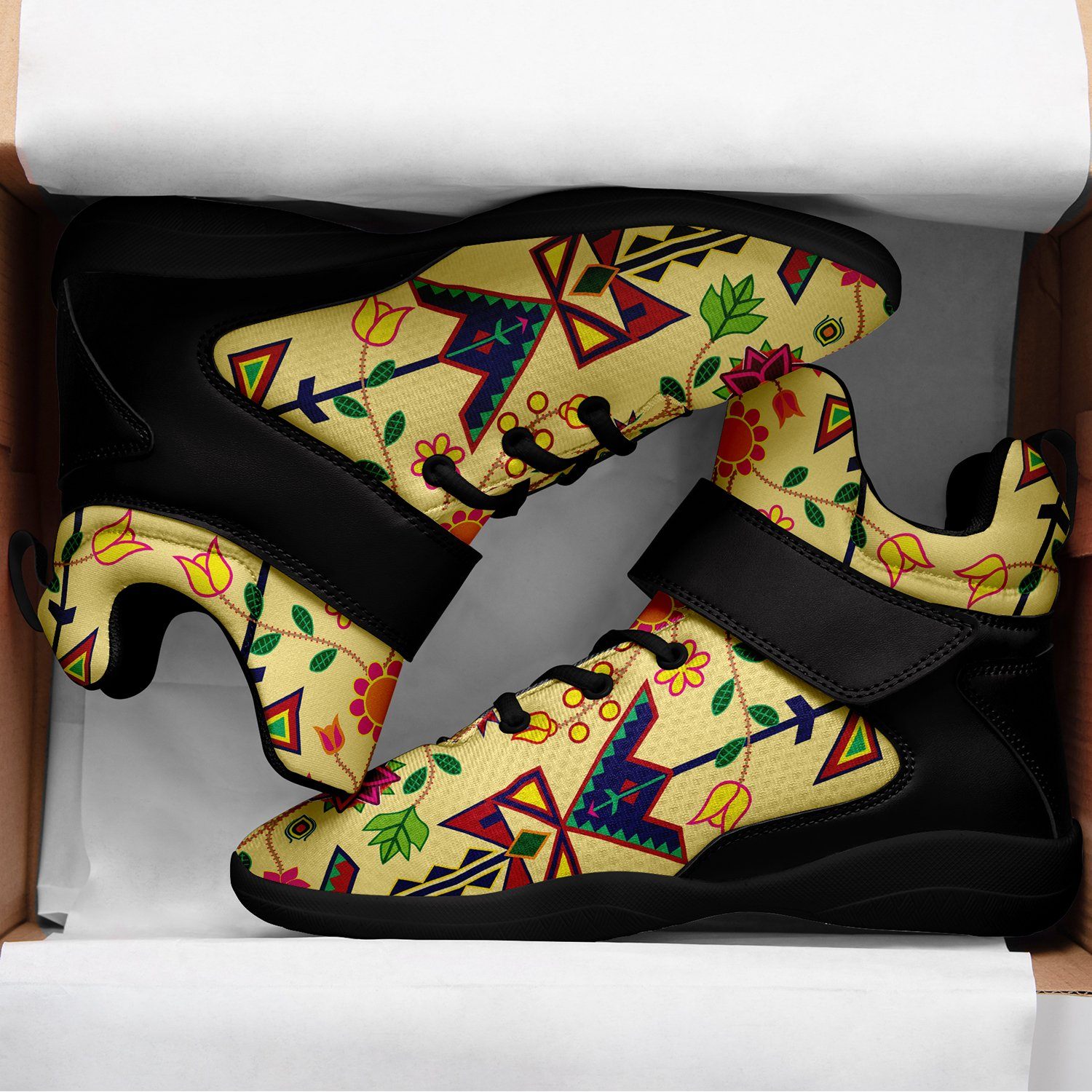 Geometric Floral Spring Vanilla Ipottaa Basketball / Sport High Top Shoes 49 Dzine