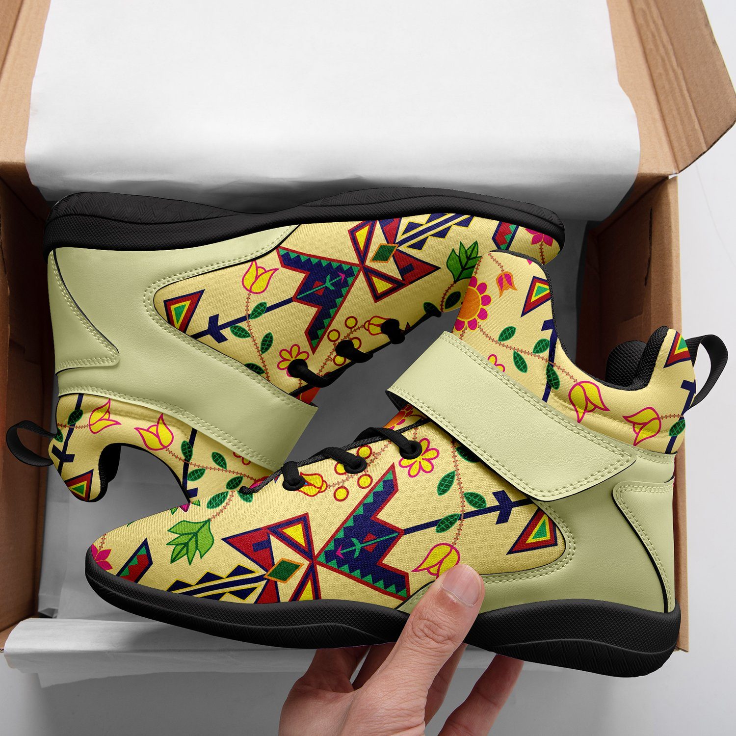 Geometric Floral Spring Vanilla Ipottaa Basketball / Sport High Top Shoes 49 Dzine