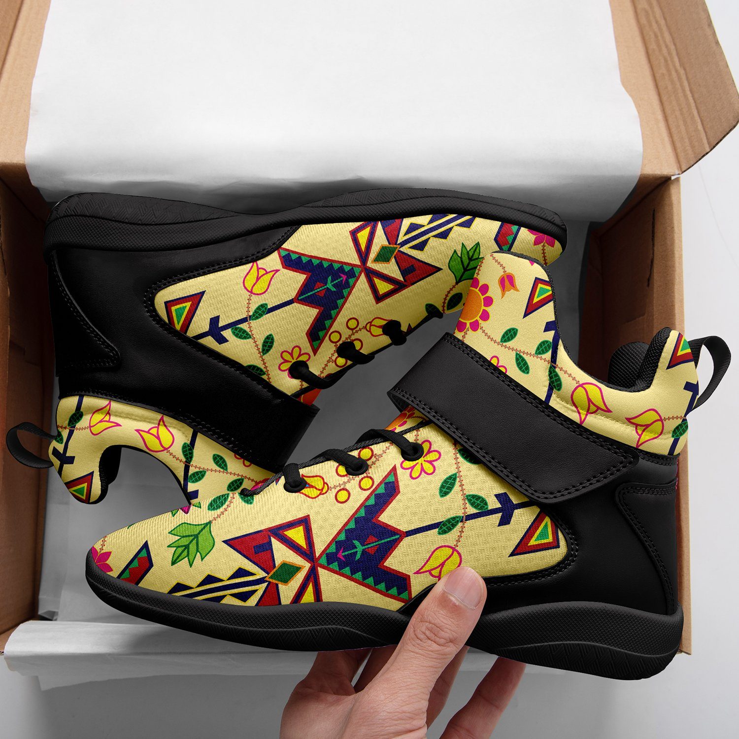 Geometric Floral Spring Vanilla Ipottaa Basketball / Sport High Top Shoes 49 Dzine