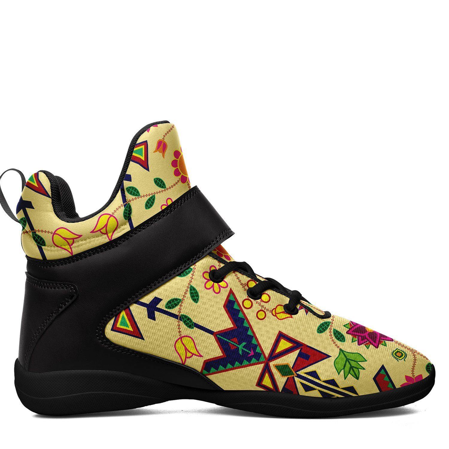 Geometric Floral Spring Vanilla Ipottaa Basketball / Sport High Top Shoes - Black Sole 49 Dzine