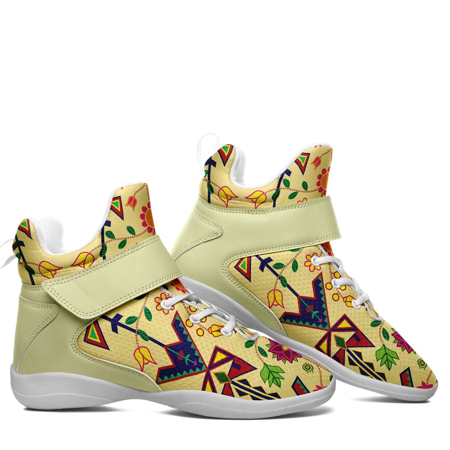 Geometric Floral Spring Vanilla Ipottaa Basketball / Sport High Top Shoes - White Sole 49 Dzine