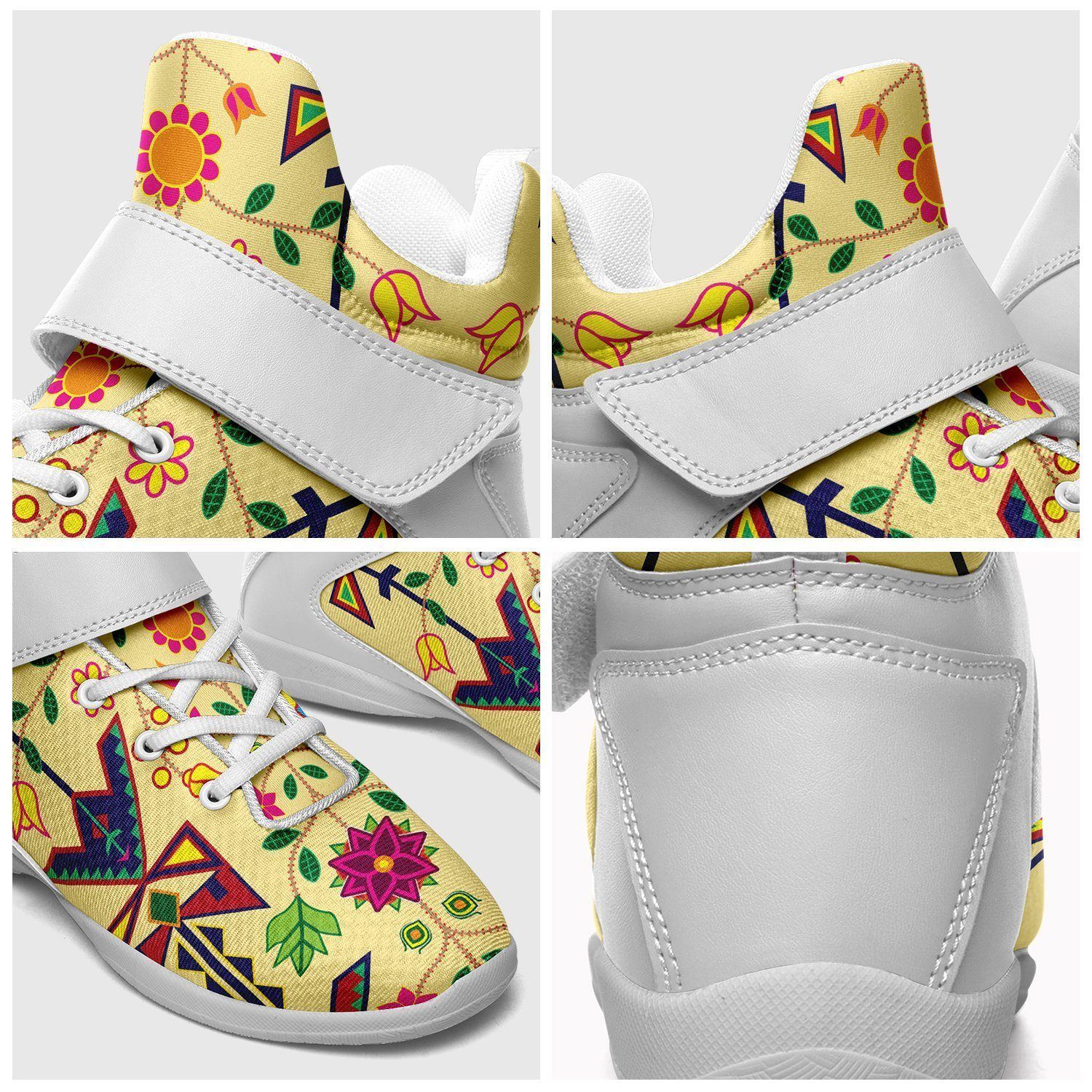 Geometric Floral Spring Vanilla Ipottaa Basketball / Sport High Top Shoes - White Sole 49 Dzine