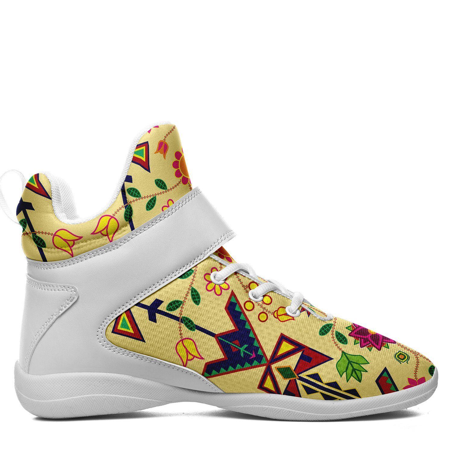Geometric Floral Spring Vanilla Ipottaa Basketball / Sport High Top Shoes - White Sole 49 Dzine
