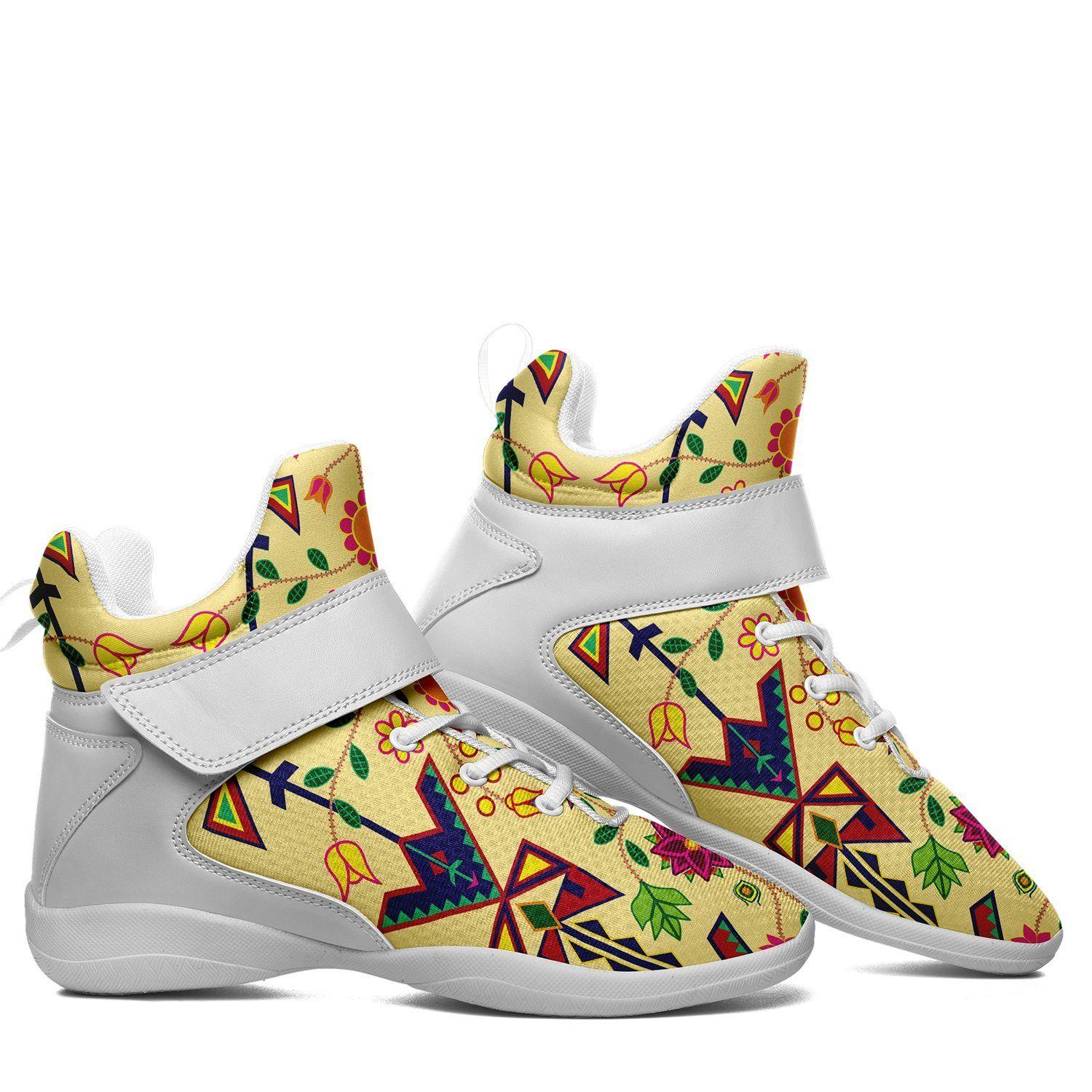 Geometric Floral Spring Vanilla Ipottaa Basketball / Sport High Top Shoes - White Sole 49 Dzine