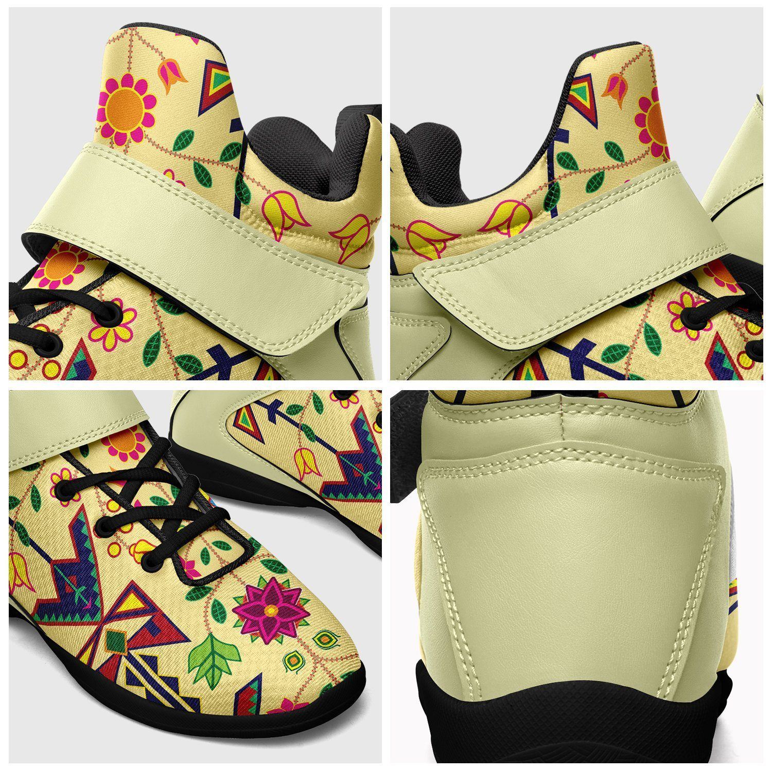 Geometric Floral Spring Vanilla Kid's Ipottaa Basketball / Sport High Top Shoes 49 Dzine