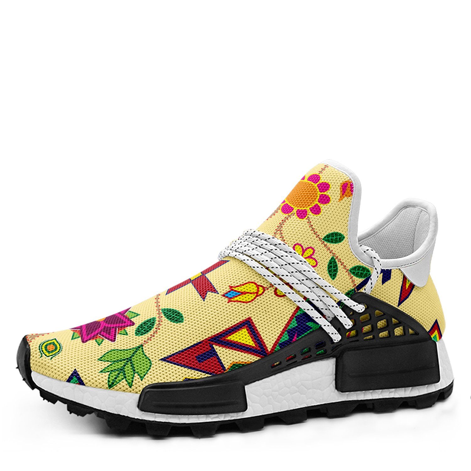 Geometric Floral Spring Vanilla Okaki Sneakers Shoes 49 Dzine