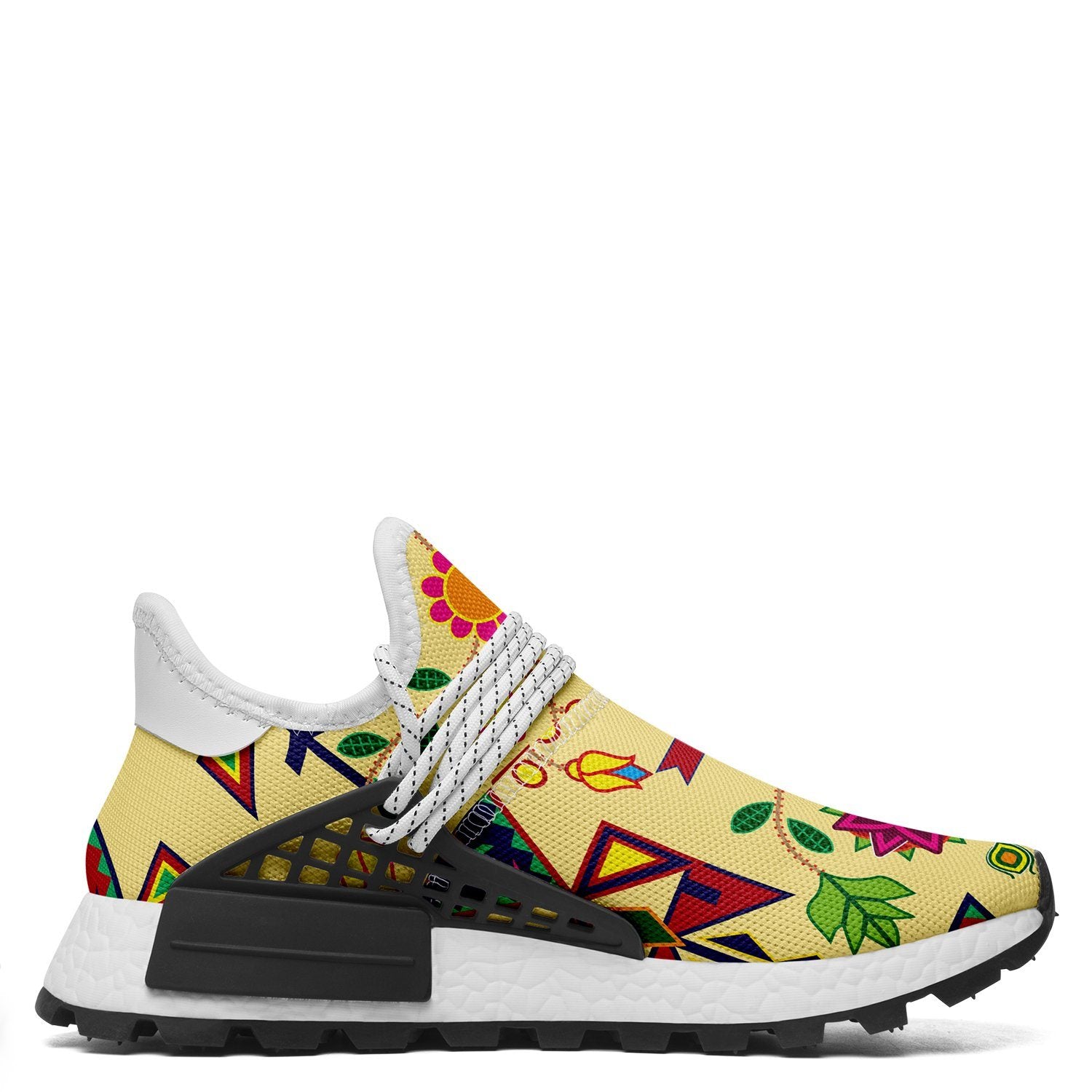 Geometric Floral Spring Vanilla Okaki Sneakers Shoes 49 Dzine