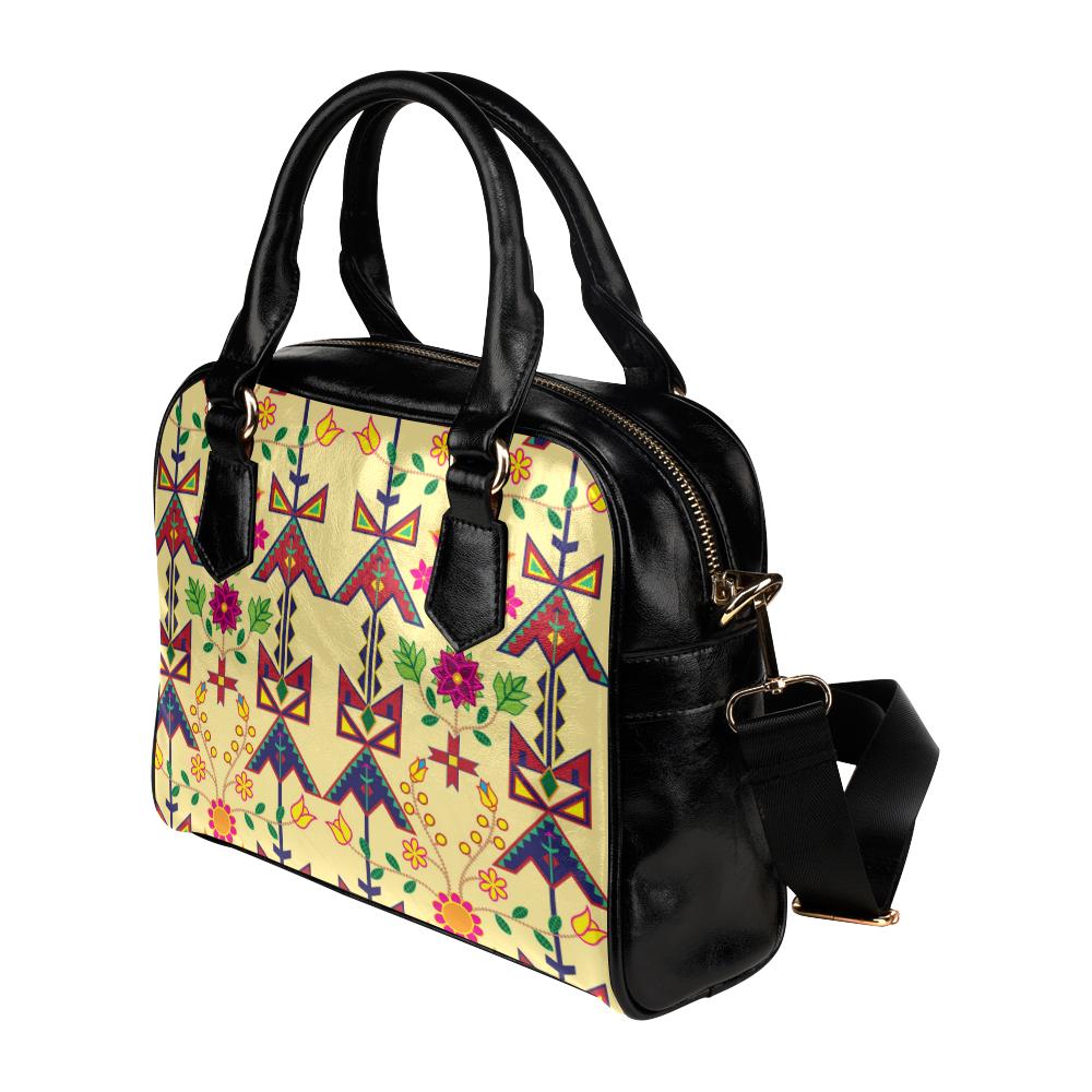 Geometric Floral Spring-Vanilla Shoulder Handbag (Model 1634) Shoulder Handbags (1634) e-joyer