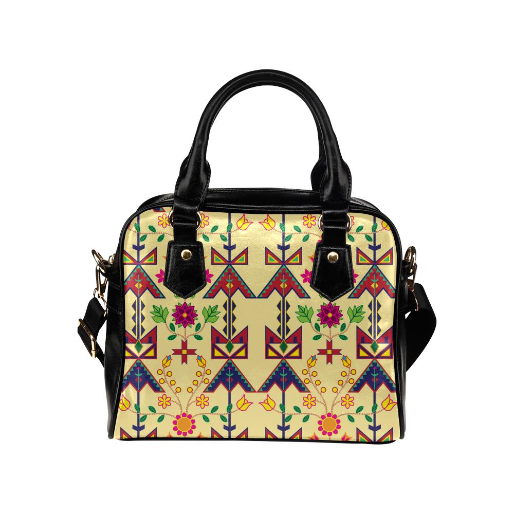 Geometric Floral Spring-Vanilla Shoulder Handbag (Model 1634) Shoulder Handbags (1634) e-joyer