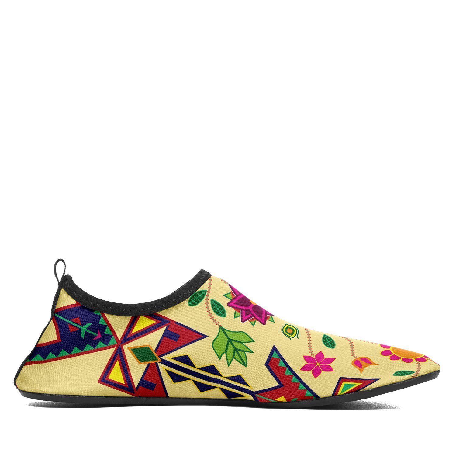 Geometric Floral Spring Vanilla Sockamoccs Kid's Slip On Shoes 49 Dzine