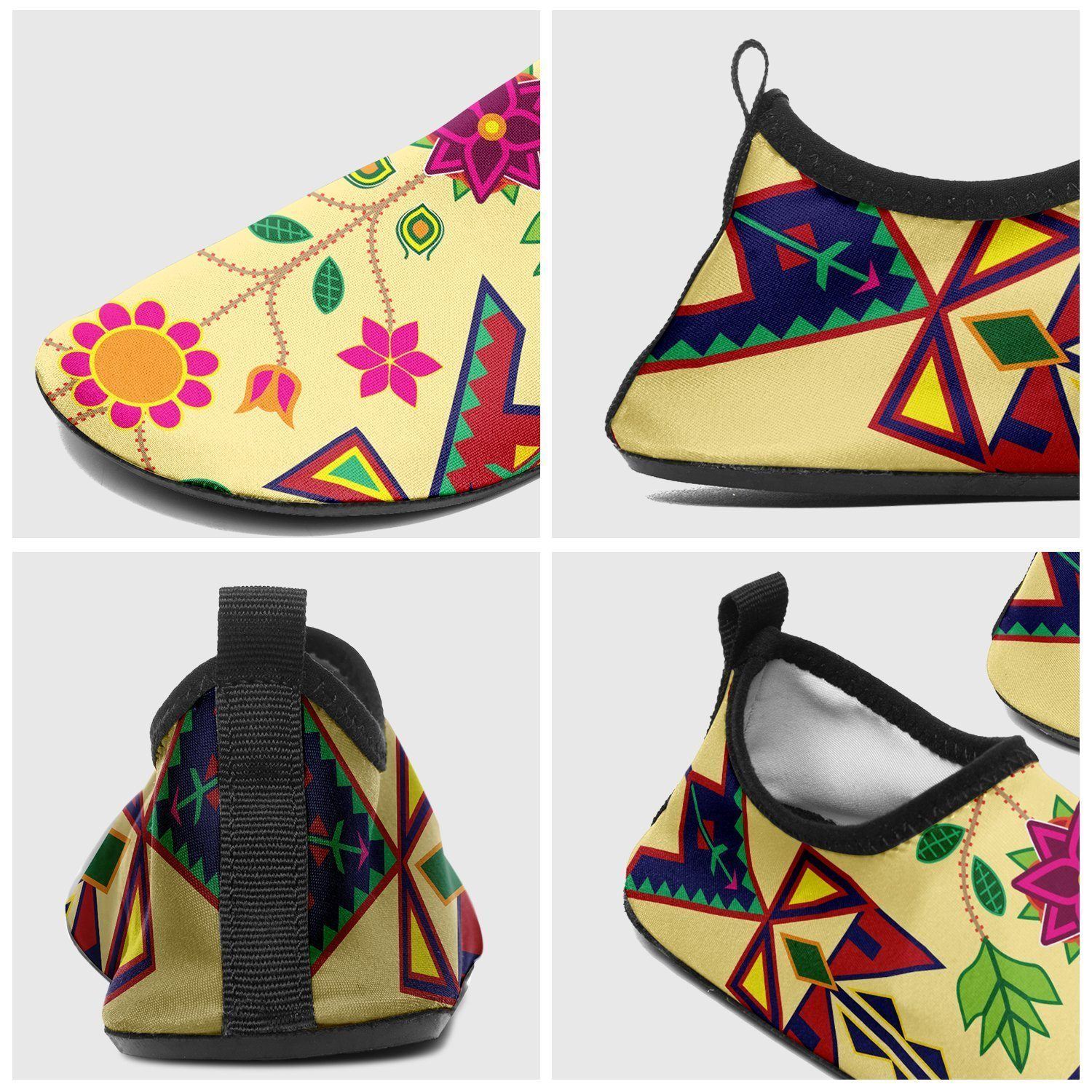 Geometric Floral Spring Vanilla Sockamoccs Kid's Slip On Shoes 49 Dzine