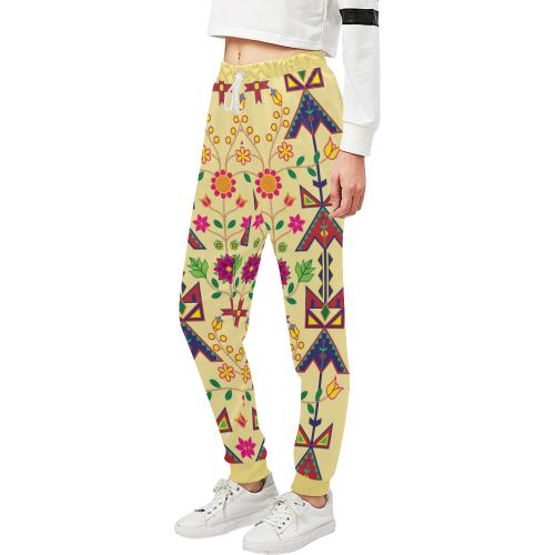 Geometric Floral Spring-Vanilla Women's All Over Print Sweatpants (Model L11) Women's All Over Print Sweatpants (L11) e-joyer
