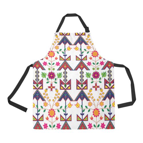 Geometric Floral Spring-White All Over Print Apron All Over Print Apron e-joyer