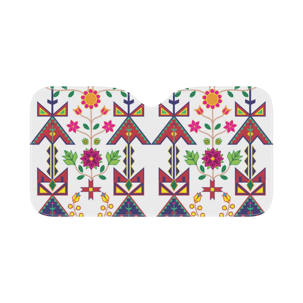 Geometric Floral Spring-White Car Sun Shade 55"x30" Car Sun Shade e-joyer