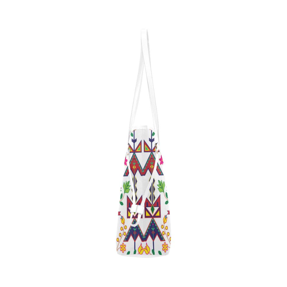 Geometric Floral Spring - White Clover Canvas Tote Bag (Model 1661) Clover Canvas Tote Bag (1661) e-joyer