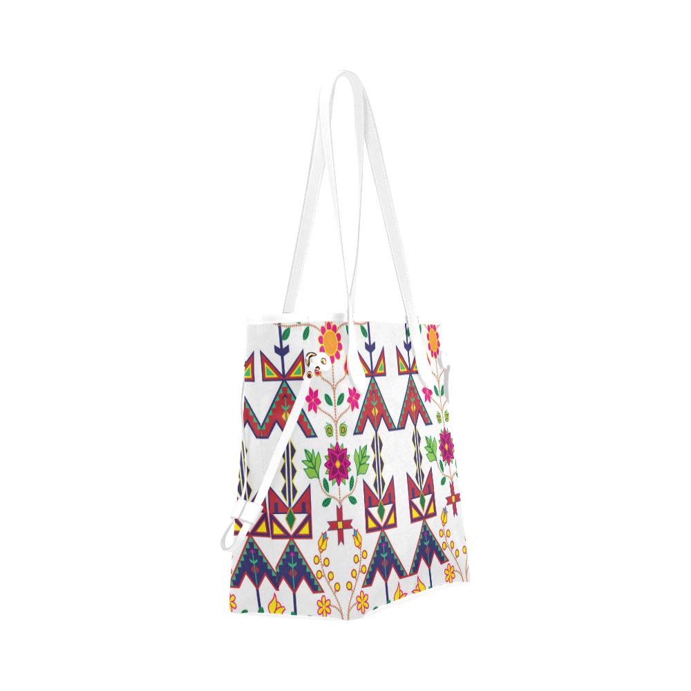 Geometric Floral Spring - White Clover Canvas Tote Bag (Model 1661) Clover Canvas Tote Bag (1661) e-joyer