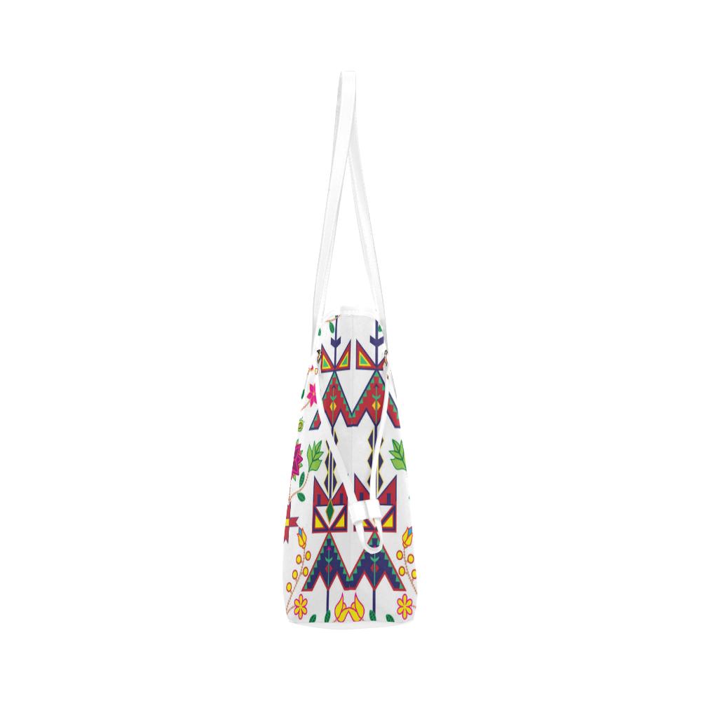 Geometric Floral Spring - White Clover Canvas Tote Bag (Model 1661) Clover Canvas Tote Bag (1661) e-joyer