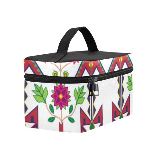 Geometric Floral Spring-White Cosmetic Bag/Large (Model 1658) Cosmetic Bag e-joyer