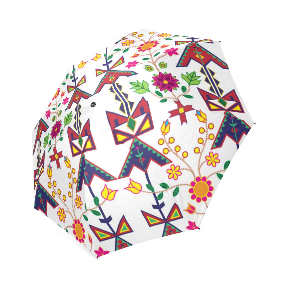 Geometric Floral Spring-White Foldable Umbrella Foldable Umbrella e-joyer