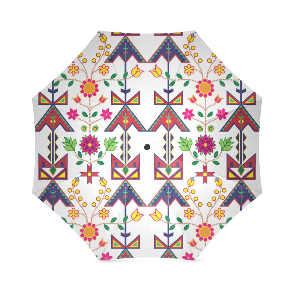 Geometric Floral Spring-White Foldable Umbrella Foldable Umbrella e-joyer