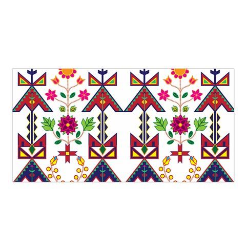 Geometric Floral Spring White Satin Shawl Scarf 49 Dzine