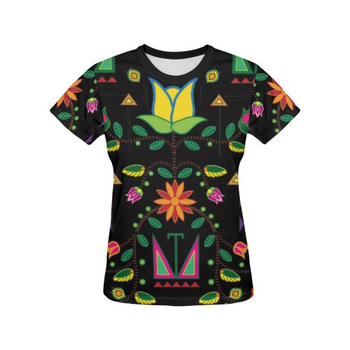 Geometric Floral Summer All Over Print T-shirt for Women/Large Size (USA Size) (Model T40) All Over Print T-Shirt for Women/Large (T40) e-joyer
