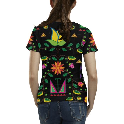 Geometric Floral Summer All Over Print T-shirt for Women/Large Size (USA Size) (Model T40) All Over Print T-Shirt for Women/Large (T40) e-joyer