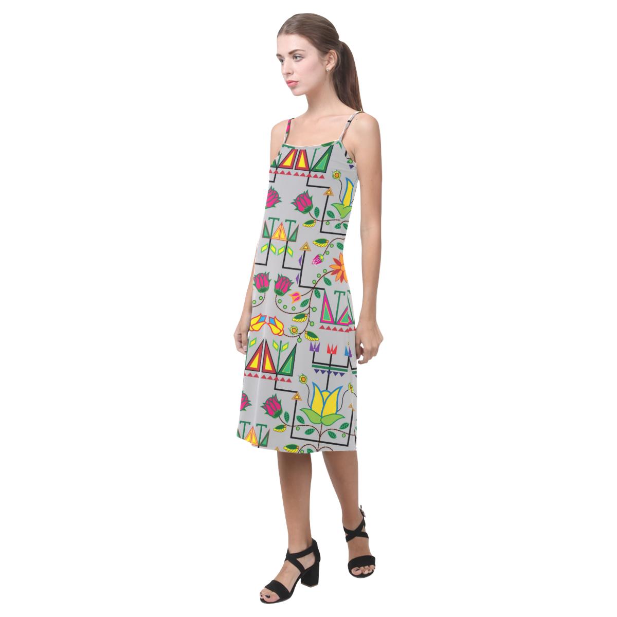 Geometric Floral Summer - Gray Alcestis Slip Dress (Model D05) Alcestis Slip Dress (D05) e-joyer