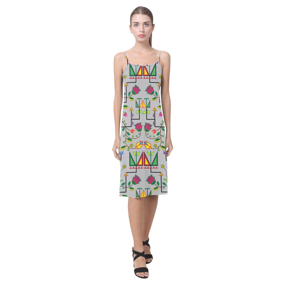 Geometric Floral Summer - Gray Alcestis Slip Dress (Model D05) Alcestis Slip Dress (D05) e-joyer