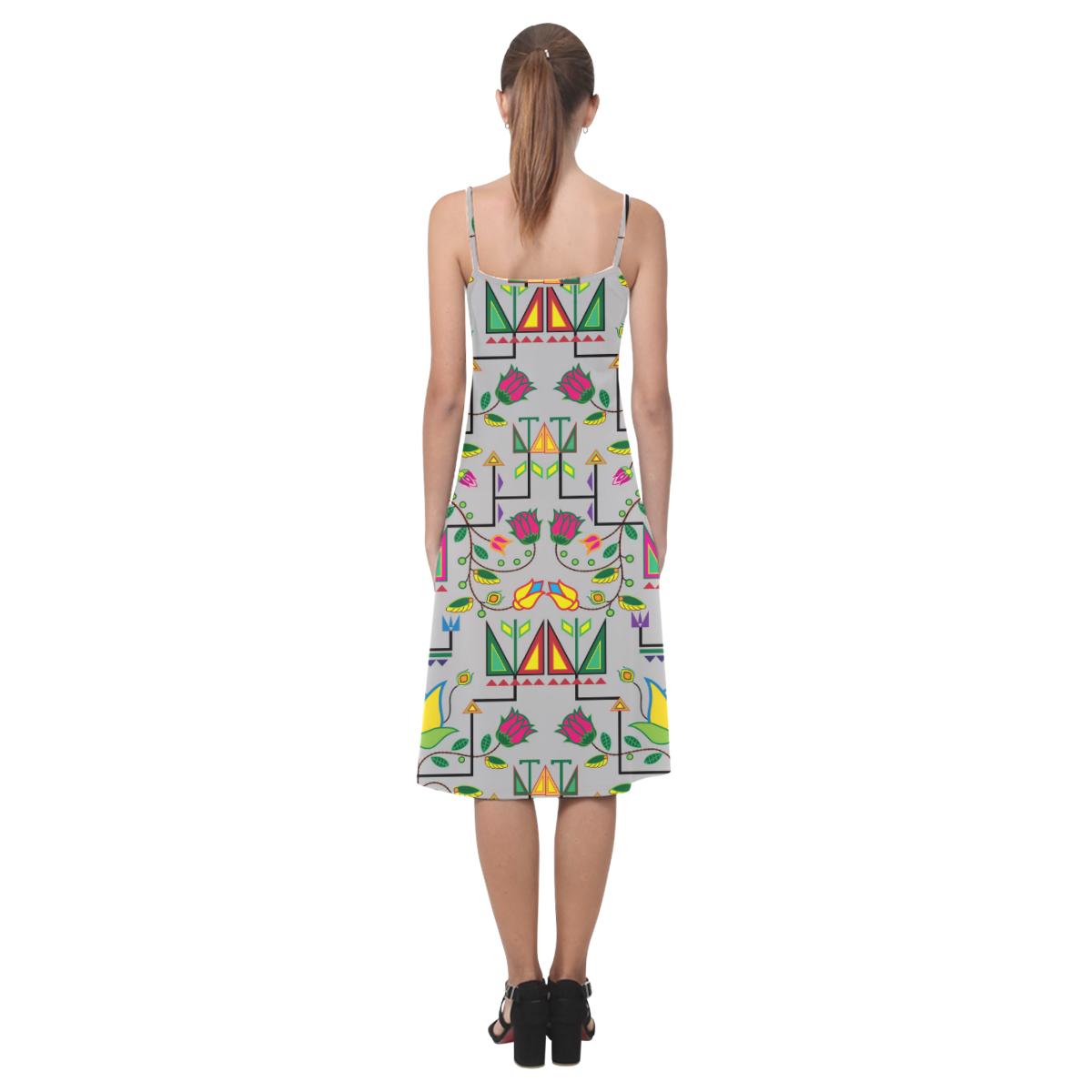 Geometric Floral Summer - Gray Alcestis Slip Dress (Model D05) Alcestis Slip Dress (D05) e-joyer
