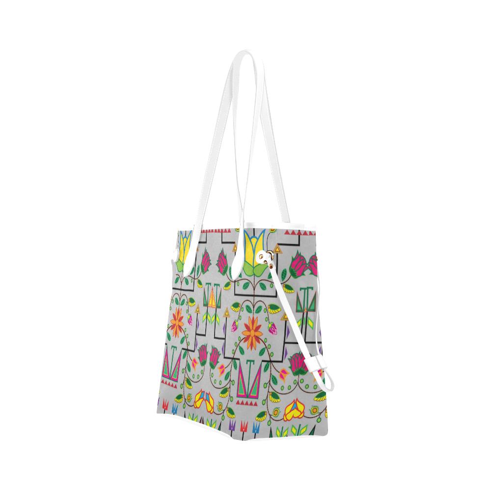 Geometric Floral Summer - Gray Clover Canvas Tote Bag (Model 1661) Clover Canvas Tote Bag (1661) e-joyer