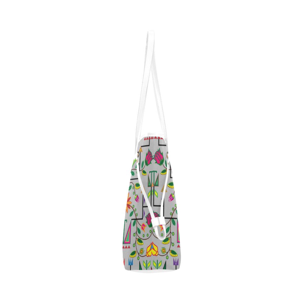 Geometric Floral Summer - Gray Clover Canvas Tote Bag (Model 1661) Clover Canvas Tote Bag (1661) e-joyer