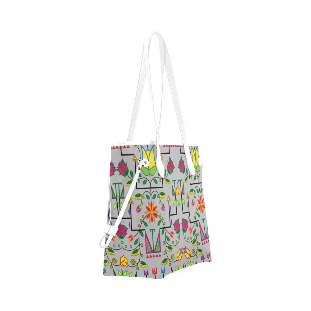 Geometric Floral Summer - Gray Clover Canvas Tote Bag (Model 1661) Clover Canvas Tote Bag (1661) e-joyer
