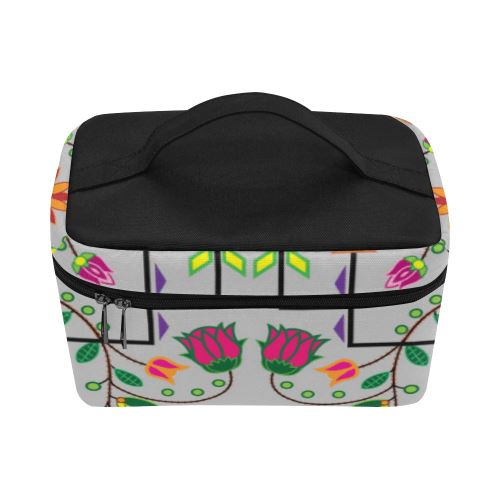 Geometric Floral Summer-Gray Cosmetic Bag/Large (Model 1658) Cosmetic Bag e-joyer