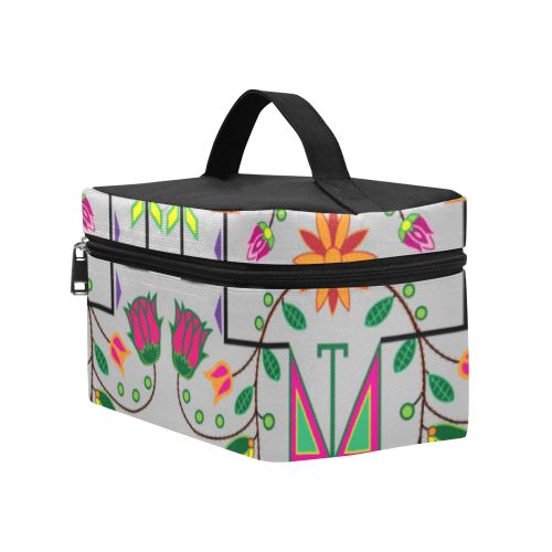 Geometric Floral Summer-Gray Cosmetic Bag/Large (Model 1658) Cosmetic Bag e-joyer