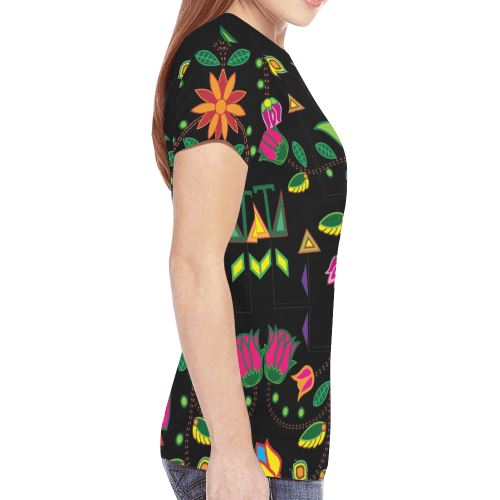 Geometric Floral Summer New All Over Print T-shirt for Women (Model T45) New All Over Print T-shirt for Women (T45) e-joyer