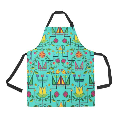 Geometric Floral Summer-Sky All Over Print Apron All Over Print Apron e-joyer