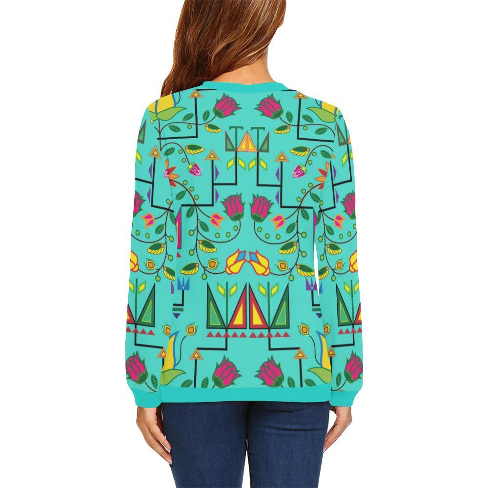 Geometric Floral Summer-Sky All Over Print Crewneck Sweatshirt for Women (Model H18) Crewneck Sweatshirt for Women (H18) e-joyer