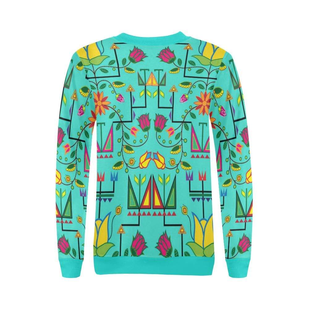 Geometric Floral Summer-Sky All Over Print Crewneck Sweatshirt for Women (Model H18) Crewneck Sweatshirt for Women (H18) e-joyer